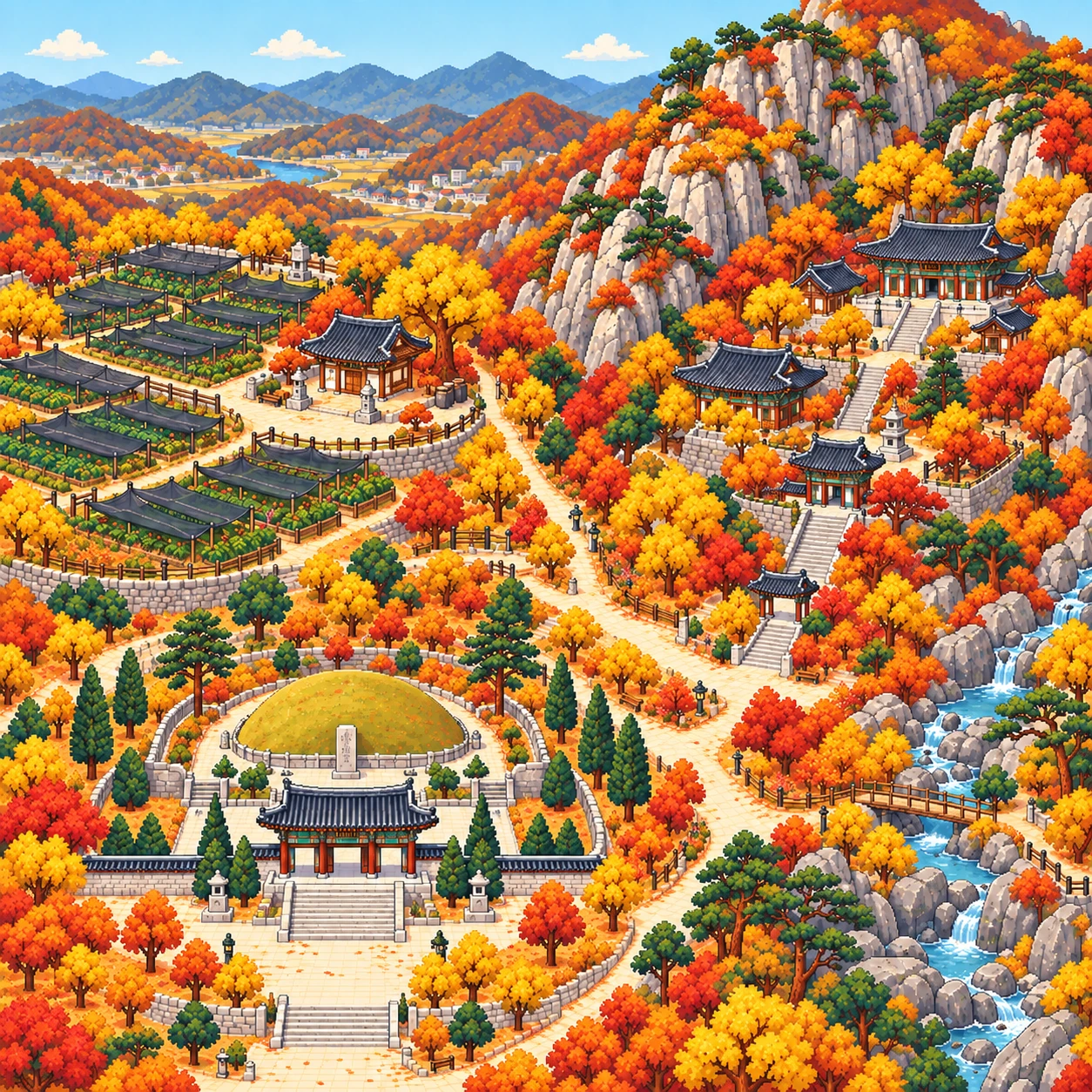 Geumsan-gun, Ginseng fields and a mountain temple in Geumsan.