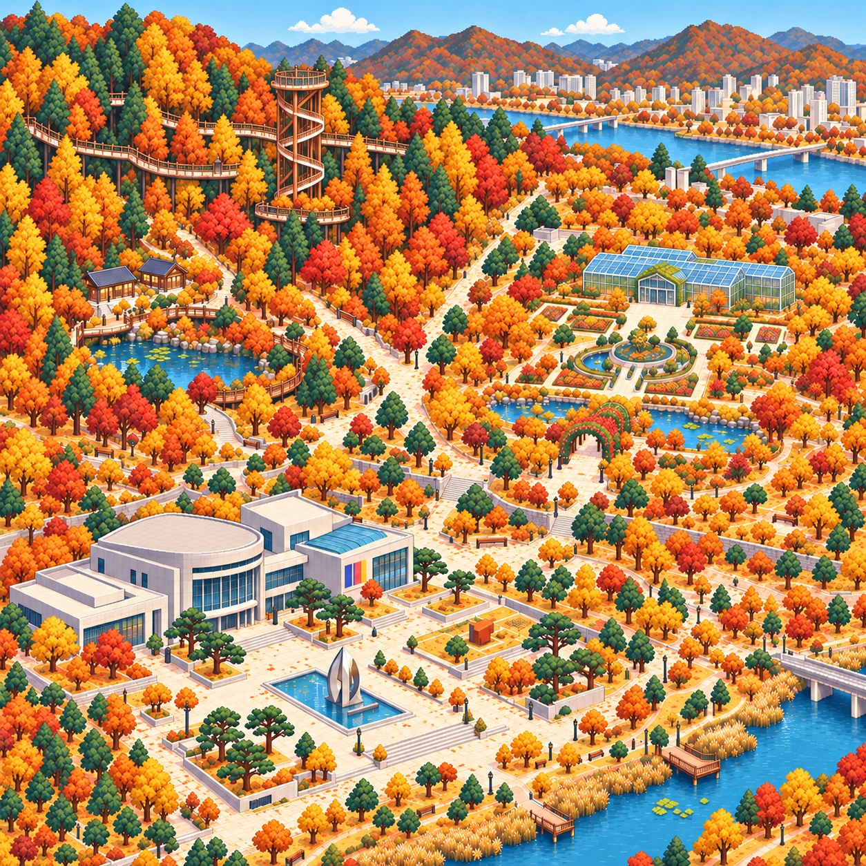 Seo-gu, Daejeon, Jangtaesan Recreational Forest and Hanbat Arboretum.